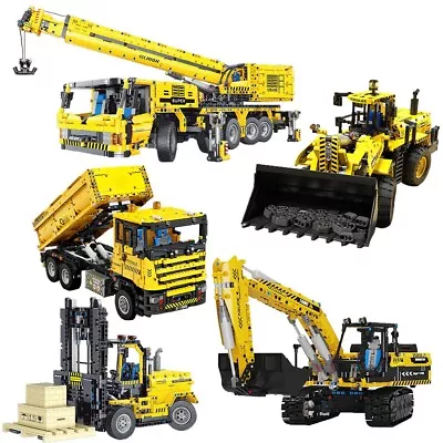 Building Block Motor Toy Car Excavator Crane Loader Trucks Electric Rc Remote • $193