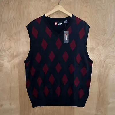 Men’s Chaps Ralph Lauren Argyle Cotton Knit Designer Logo Sweater Vest Xxl New • $24.95