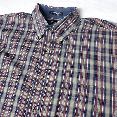 Van Heusen Plaid Button Shirt Mens Size L Large 32/33 Sleeve  Long Sleeve • $8.39