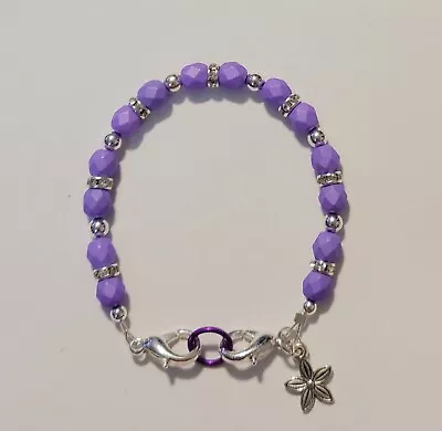 Purple Saturated Czech Glass Beads Medical Alert ID Replacement Bracelet  • $8.50