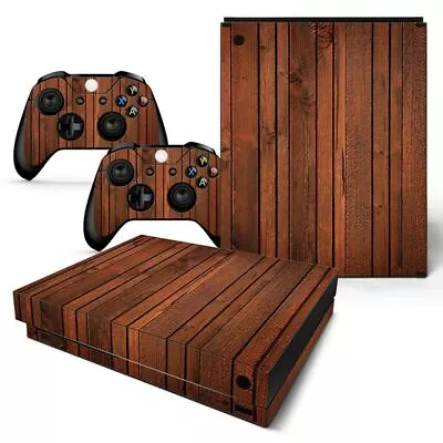 Dark Wood Grain - XBOX ONE X Skin Decal Vinyl Sticker Wrap Set • $11.24