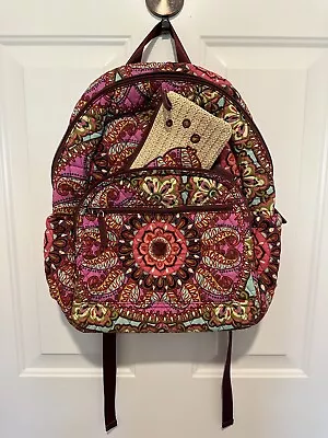 Vera Bradley Essentials Campus Backpack Medallion Red Pink Purple W/Sm Bag • $50