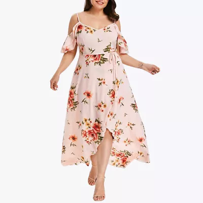 Plus Size Womens Boho Floral Strappy Maxi Dress Ladies Beach Holiday Sundress • $32.79