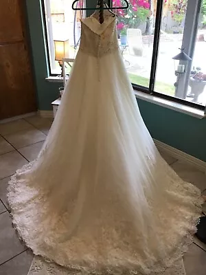 Morilee Wedding Dress By Madeline Gardner Lace Sequence Long Train Ivory Size 12 • $229