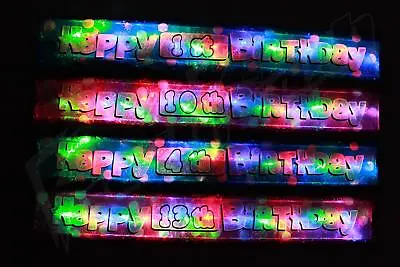 Flashing LED Happy Birthday Banner 1st-60th Party Decorations Light Up Bunting • £6.99