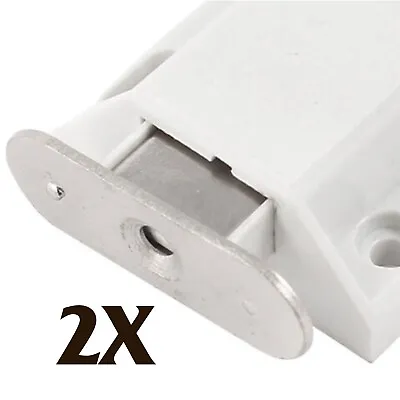 2X White Push To Open Magnetic Door Drawer Cabinet Catch Touch Latch • £7.50