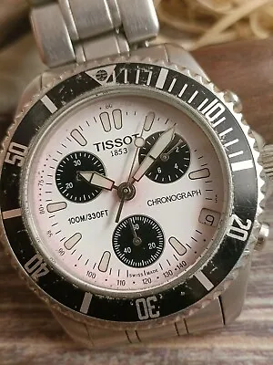 Authentic Tissot Swiss Quartz Men's Chronograph E662/762m White Dial Vintage • $269.10