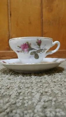 CUP AND SAUCER Footed Cup MOSS ROSE PATTERN MADE IN JAPAN VINTAGE • $6.99