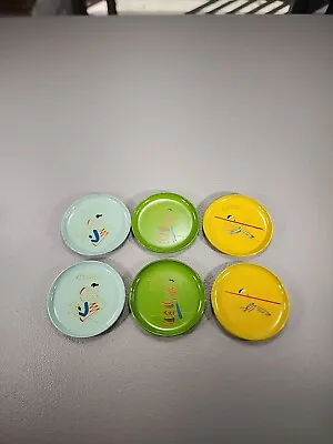 Vintage Mid Century Set Of 6 Party Music Coasters Hand Painted Small Plates 3  • $24.99