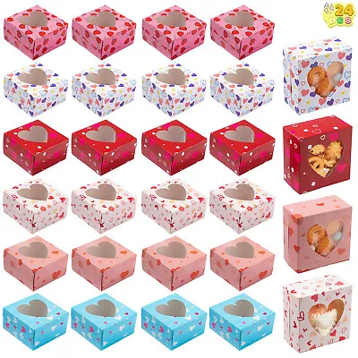 24 Pcs Valentine's Day Bakery Treat Boxes Valentines Cupcake Boxes Cookie • $13.99