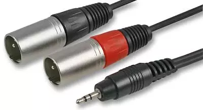 3.5mm To Twin XLR Cable Stereo Aux Jack To 2 X XLR Male Laptop To Mixer Lead 3m • £7.59