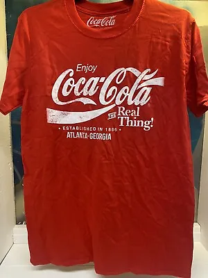 Coca Cola Shirt Men’s Tee  Real Thing Red 100% Cotton Short Sleeve Coke Logo • £12