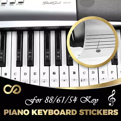 Transparent Keyboard Piano Stickers 88/61/54/49/37 Keys Sticker Note For Learner • $6.29