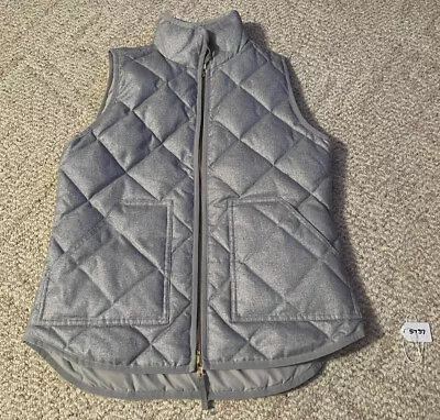 J Crew Down Vest Herringbone Full Zip  Women’s Size X-Small XS Quilted Gray • $29.99