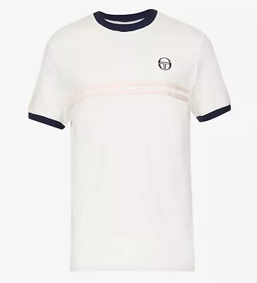 Sergio Tacchini Men's T-shirt Retro 80s Tee Cotton Stripe Ringer Top New XS-4XL • £17.09