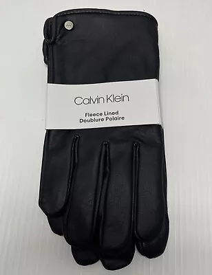 Calvin Klein Mens Black Fleece Lined Fashion Touchscreen Gloves Large • $20