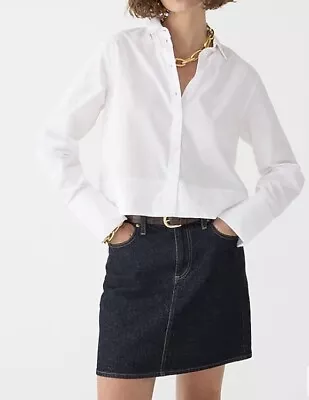 J Crew 00 White Cotton Crop GarÇon Button Up Shirt Bt375 • $80.93