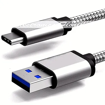 15FT Nylon Braided Rope USB-C Type-C Sync Data Charger Charging Cable SILVER • $8.68