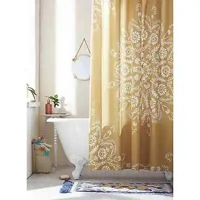NWT  Wild Sage 72-Inch X 72-Inch Lucia Floral Medallion Shower Curtain Mustard • $23.99