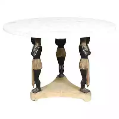 French Empire Style Carved Figural Marble Top Center Table • $1895