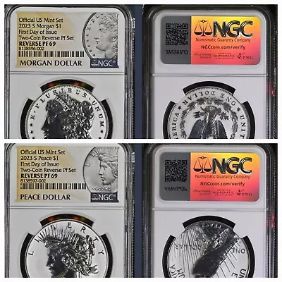 2023 S Ngc Reverse Proof Pf69 Silver Morgan Peace Dollar First Day Issue Fdi 002 • $145.50