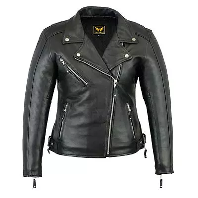 New Women's Black Biker Style Moto Genuine Soft Cowhide Leather Jacket XS-3XL • $95.99