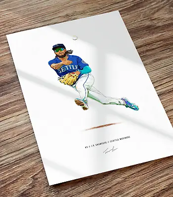 J.P. Crawford Seattle Mariners Baseball Illustrated Print Poster Art JP • $19