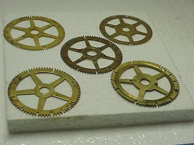 5 Used Brass Clock Count Wheel Gears Steampunk Altered Art Projects Parts #23 • $15