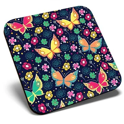 £3.99 • Buy Square Single Coaster - Butterfly Flowers Pattern  #2423