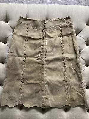Womens Morgan De Toi Genuine Suede With Stitching Pale Pattern Gold Beige Skirt • £15