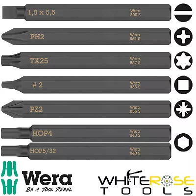 Wera Impact Screwdriver Bits For 921 Driver Pozi Phillips Torx Sq Hex Slotted • £7.85