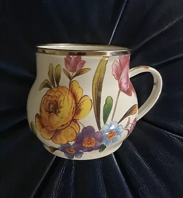 MacKenzie-Childs Metal White Enamel Coffee Cup Mug - Flower Market • $30