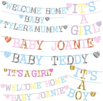 It's A GIRL It's A BOY Bunting Banner NEW Baby WELCOME HOME MUMMY BABY PASTELS • £2.49