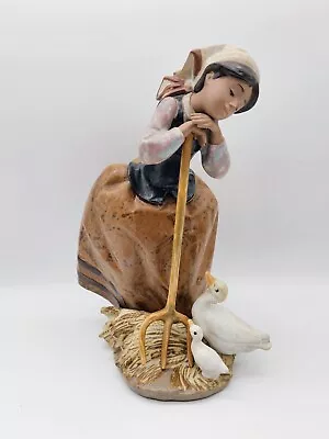 Rare Lladro Gres 2178 Harvest Helpers Girl W/pitchfork & 2 Ducks/geese Figurine! • $152.99