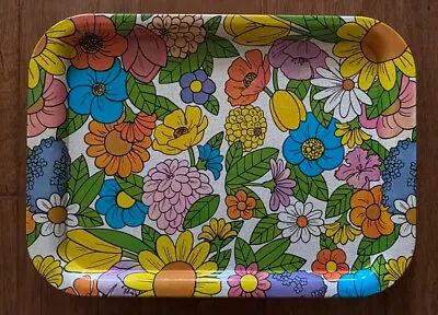 Vintage Mid Century Modern (MCM) Funky Flowers 1960-1970’s Tray • $34