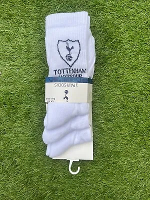 3 Pair Pack Tottenham Hotspur FC Spurs White Sports Socks Size 8-11 Adults • £14.99