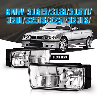 Pair For 92-99 BMW 3 Series E36 M3 Driving Fog Lights Lamps Replacement Clear H1 • $32.99