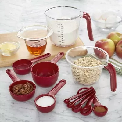  Kitchenaid Measuring Cups 12-Piece Includes Spoons Set Red New • $18