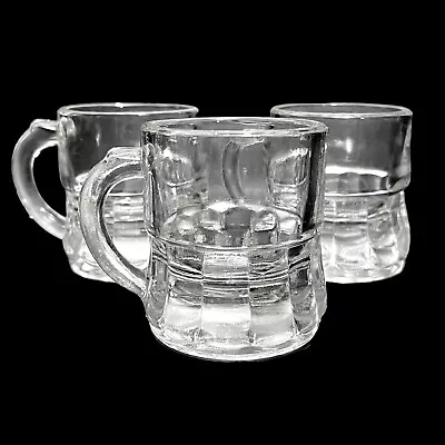 Vintage 1970s Federal Glass Set Of 3 Mini Beer Mug Shot Glasses Clear Breweriana • $15.30