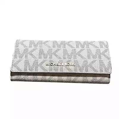 Michael Kors Canvas Long Monogram Wallet Snap Closure Cream • $40