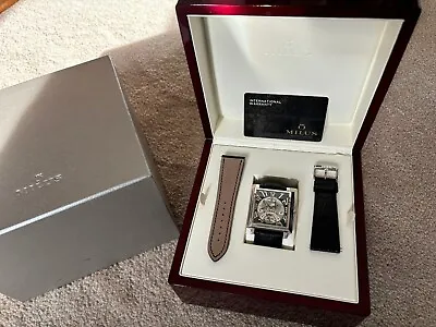 Milus Herios TriRetrograde Steel Black 42mm Watch Box & Card HERT SP02 • $3250