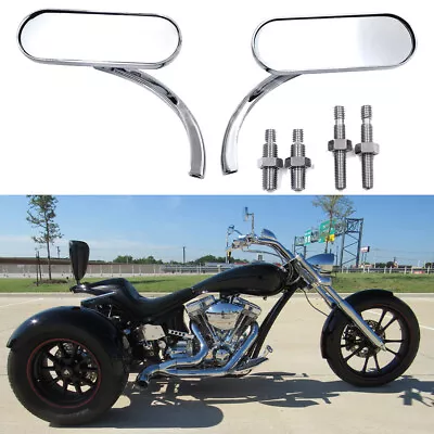 Chrome Motorcycle Oval Rearview Mirror For Big Dog Softail Chopper Bulldog Trike • $67.14