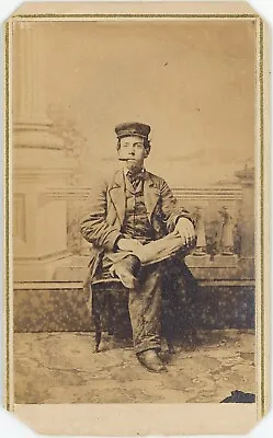 Young Man Smoking Cigar Cap Hat Columbus Ohio 1860s CDV Carte De Visite V689 • $31.50