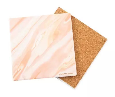 THIRSTYSTONE Pink & Orange Marble Coaster Set Of 4 Tabletops Surfaces Safe • $11.66