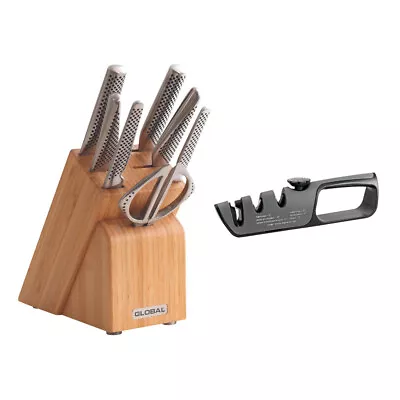 Global Takashi 8 Piece Knife Block Set - Bamboo With Bonus Acuminate Adjustable  • $469