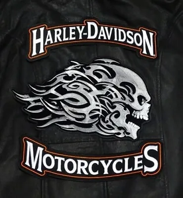 Harley Davidson TOP Bottom Rocker With 12 INCH Giant Skull 3PC Back Patch • $14.99