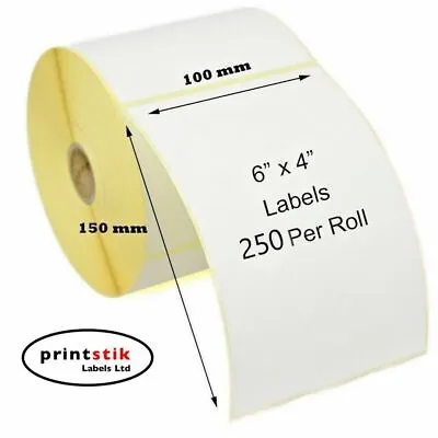 4x6  100x150mm Direct Thermal Labels 250/roll Zebra Toshiba Citizen 6x4 CHEAPEST • £225