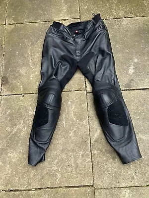 HEIN GERICKE Men's Black Leather Biker Motorcycle Trousers In VGC. Size W36 R. • £40