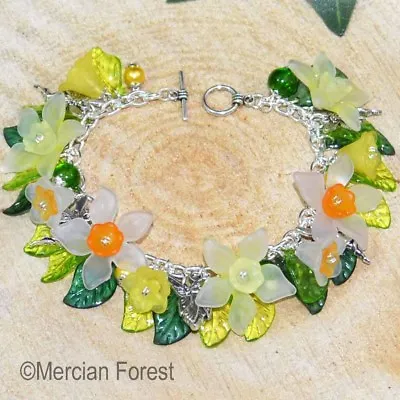 Daffodil Flower Fairy Bracelet - Spring/Summer Handmade Charm Bracelet • £17.50