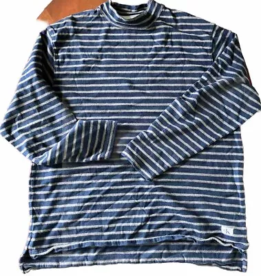 Vintage Calvin Klein Jeans Striped Long Sleeve Mock Neck Shirt Sz L • $34.95